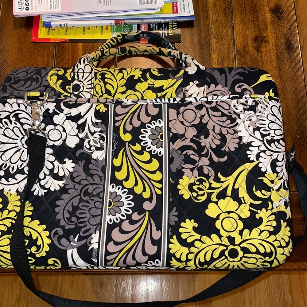 Vera Bradley Laptop Briefcase! NEVER USED!!! Yellow, Black, and White!